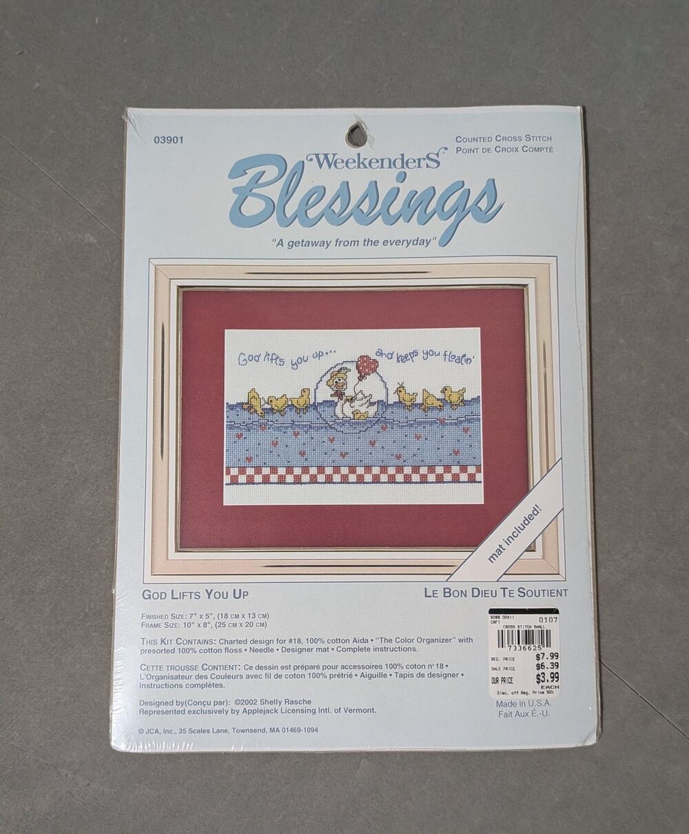 Vintage Weekenders Blessings God Lifts You Up Cross Stitch Kit 03901 JCA New NIP
